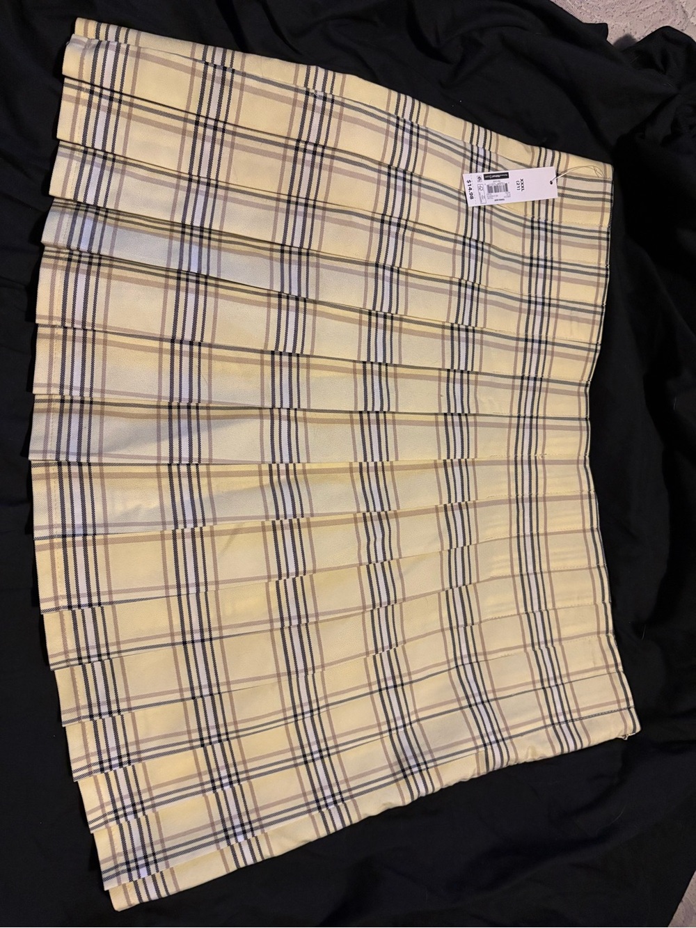 Yellow Plaid Pleated Mini Skirt - Women
